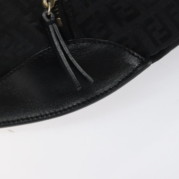 FENDI Zucchino Canvas Body Bag Black Gold Auth yk18113