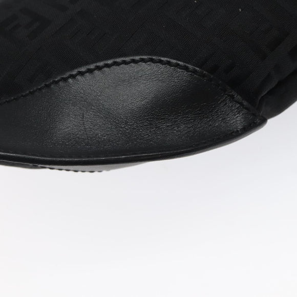 FENDI Zucchino Canvas Body Bag Black Gold Auth yk18113