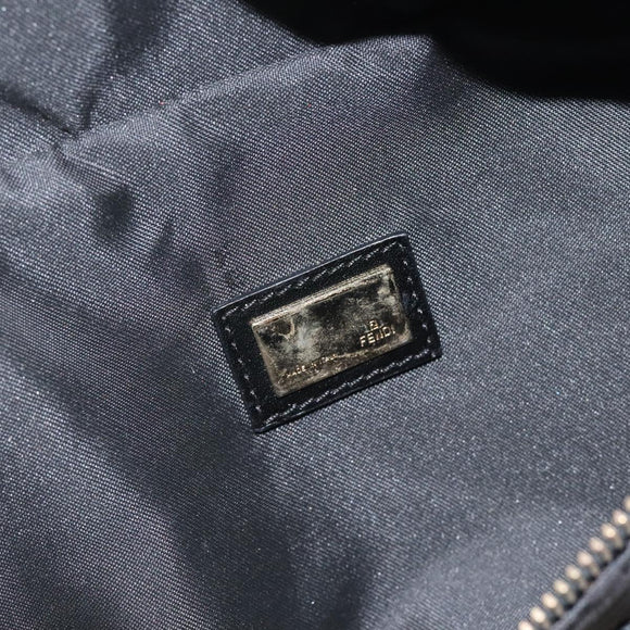 FENDI Zucchino Canvas Body Bag Black Gold Auth yk18113