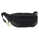 FENDI Zucchino Canvas Body Bag Black Gold Auth yk18113-1