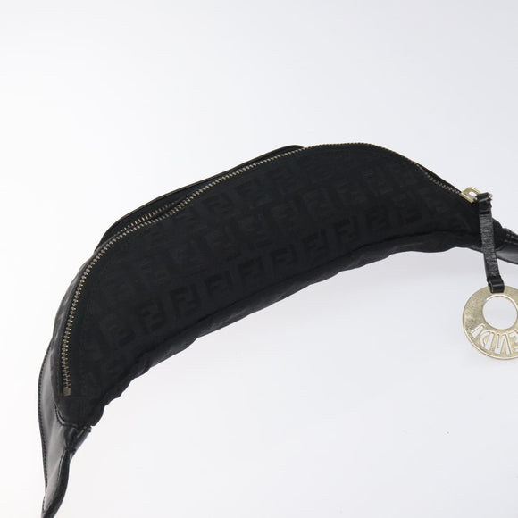 FENDI Zucchino Canvas Body Bag Black Gold Auth yk18113