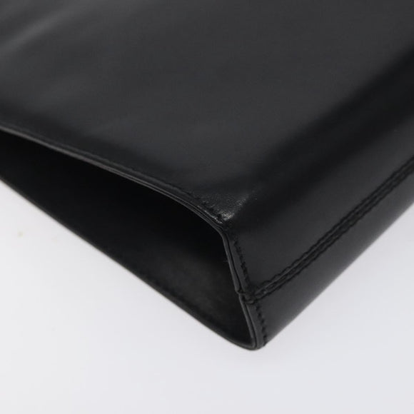 Salvatore Ferragamo Gancini Chain Shoulder Bag Leather Black Gold Auth yk18121