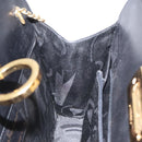 Salvatore Ferragamo Gancini Chain Shoulder Bag Leather Black Gold Auth yk18121-17