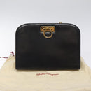 Salvatore Ferragamo Gancini Chain Shoulder Bag Leather Black Gold Auth yk18121-21