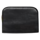 Salvatore Ferragamo Gancini Chain Shoulder Bag Leather Black Gold Auth yk18121-3