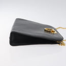 Salvatore Ferragamo Gancini Chain Shoulder Bag Leather Black Gold Auth yk18121-4