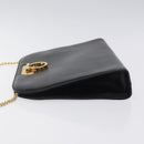 Salvatore Ferragamo Gancini Chain Shoulder Bag Leather Black Gold Auth yk18121-5