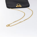 Salvatore Ferragamo Gancini Chain Shoulder Bag Leather Black Gold Auth yk18121-7
