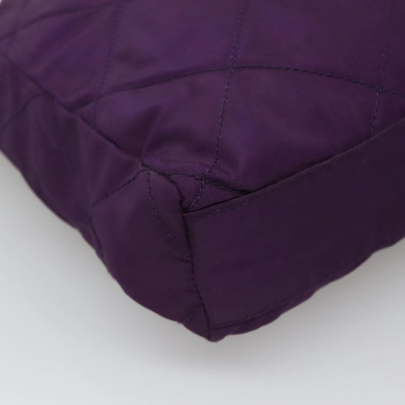 PRADA Quilted Chain Shoulder Bag Nylon Purple Gold Auth yk18126