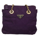 PRADA Quilted Chain Shoulder Bag Nylon Purple Gold Auth yk18126-13