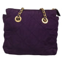 PRADA Quilted Chain Shoulder Bag Nylon Purple Gold Auth yk18126-2