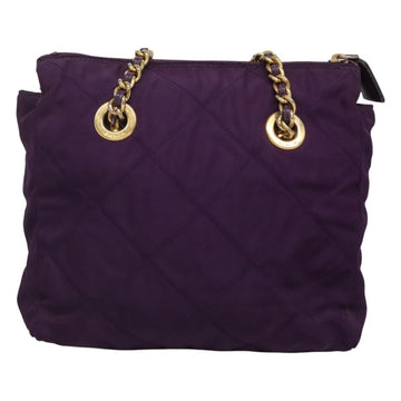 PRADA Quilted Chain Shoulder Bag Nylon Purple Gold Auth yk18126 - 0