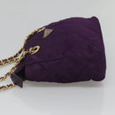 PRADA Quilted Chain Shoulder Bag Nylon Purple Gold Auth yk18126-4
