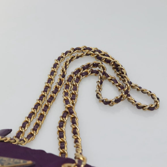 PRADA Quilted Chain Shoulder Bag Nylon Purple Gold Auth yk18126