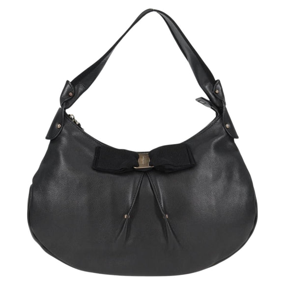 Salvatore Ferragamo Vala Shoulder Bag Leather Black Auth yk18131V