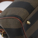 FENDI Pecan Canvas Hand Bag Brown Black gold Auth yk18138-14
