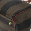 FENDI Pecan Canvas Hand Bag Brown Black gold Auth yk18138-15