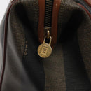 FENDI Pecan Canvas Hand Bag Brown Black gold Auth yk18138-10