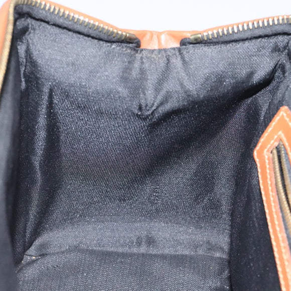 FENDI Pecan Canvas Hand Bag Brown Black gold Auth yk18138