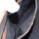 FENDI Pecan Canvas Hand Bag Brown Black gold Auth yk18138-12