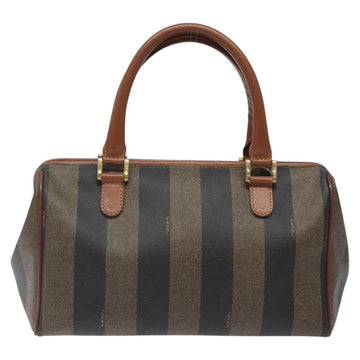 FENDI Pecan Canvas Hand Bag Brown Black gold Auth yk18138 - 0
