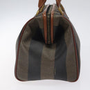 FENDI Pecan Canvas Hand Bag Brown Black gold Auth yk18138-4