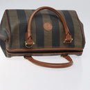 FENDI Pecan Canvas Hand Bag Brown Black gold Auth yk18138-6