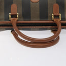 FENDI Pecan Canvas Hand Bag Brown Black gold Auth yk18138-7