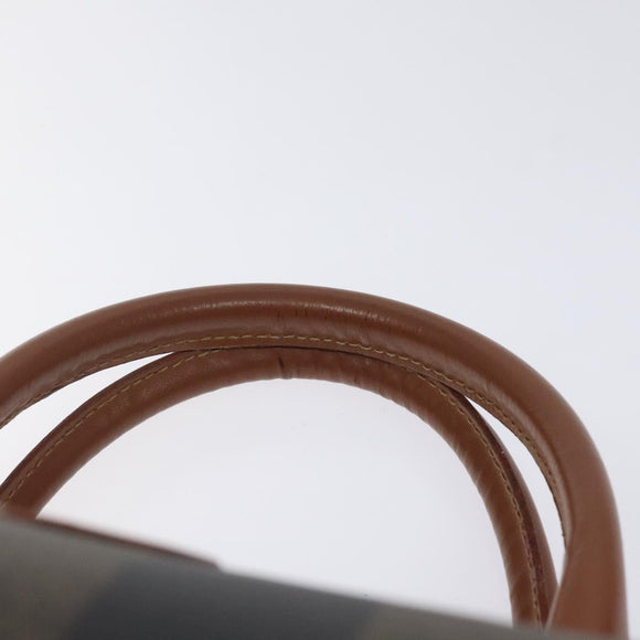 FENDI Pecan Canvas Hand Bag Brown Black gold Auth yk18138