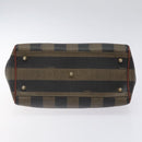 FENDI Pecan Canvas Hand Bag Brown Black gold Auth yk18138-5