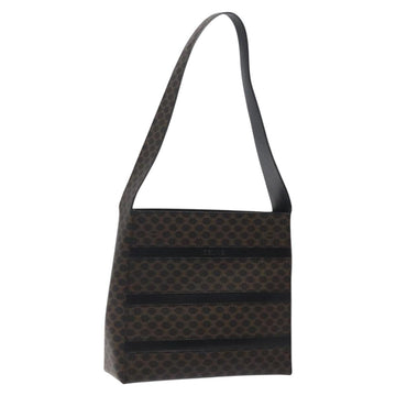 CELINE Macadam Canvas Shoulder Bag PVC Leather Black Gold Auth yk18139