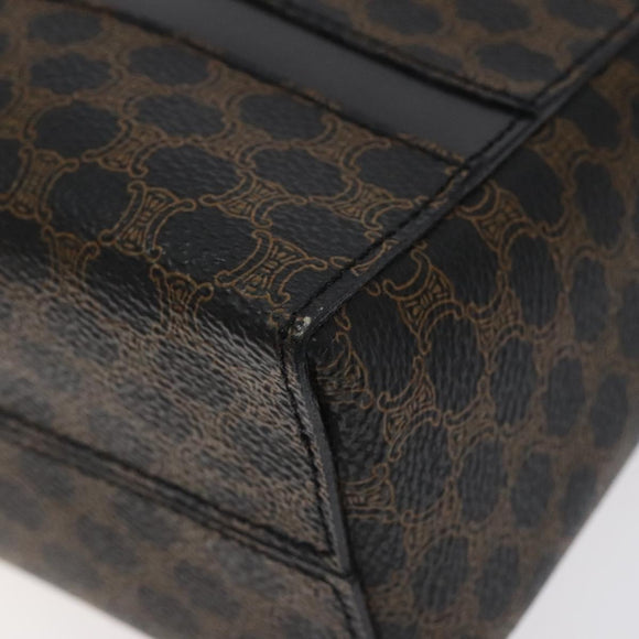 CELINE Macadam Canvas Shoulder Bag PVC Leather Black Gold Auth yk18139