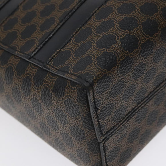 CELINE Macadam Canvas Shoulder Bag PVC Leather Black Gold Auth yk18139