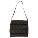 CELINE Macadam Canvas Shoulder Bag PVC Leather Black Gold Auth yk18139-13