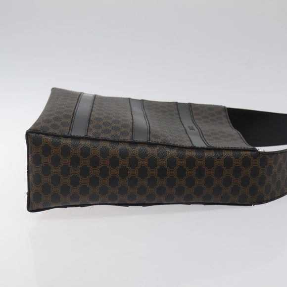 CELINE Macadam Canvas Shoulder Bag PVC Leather Black Gold Auth yk18139