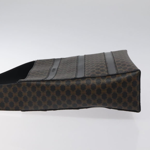CELINE Macadam Canvas Shoulder Bag PVC Leather Black Gold Auth yk18139