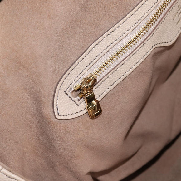 LOUIS VUITTON Monogram Punching Mahina XL Tote Bag Beige M93978 LV Auth yk18150A