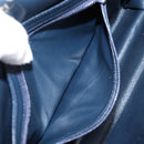 CHANEL Matelasse Hand Bag Lamb Skin Navy Gold CC Auth yk18152-22