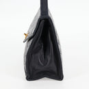 CHANEL Matelasse Hand Bag Lamb Skin Navy Gold CC Auth yk18152-3