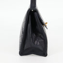 CHANEL Matelasse Hand Bag Lamb Skin Navy Gold CC Auth yk18152-4