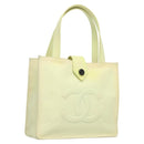 CHANEL COCO Mark Hand Bag Nylon Yellow Gold CC Auth yk18157-1