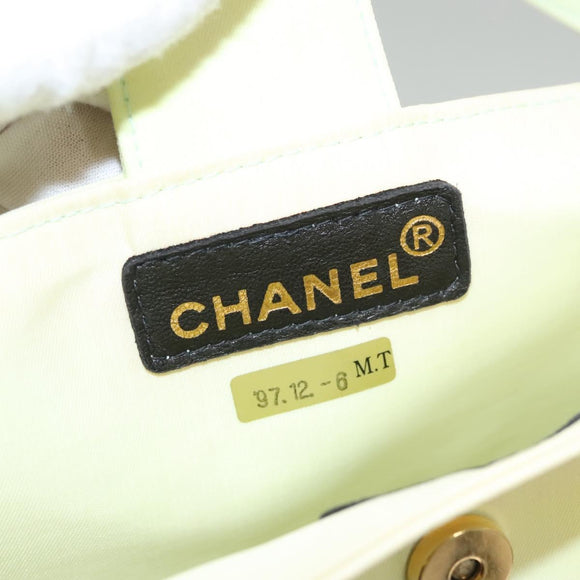 CHANEL COCO Mark Hand Bag Nylon Yellow Gold CC Auth yk18157