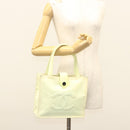 CHANEL COCO Mark Hand Bag Nylon Yellow Gold CC Auth yk18157-22