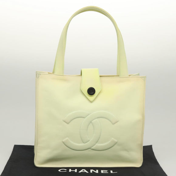 CHANEL COCO Mark Hand Bag Nylon Yellow Gold CC Auth yk18157