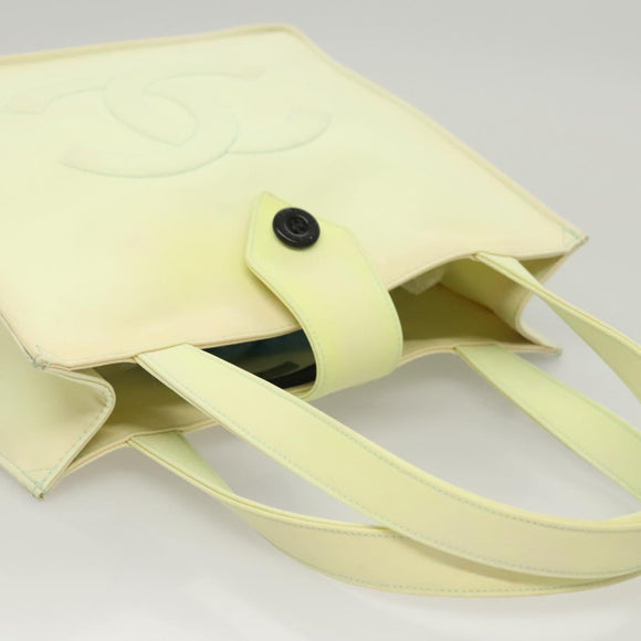 CHANEL COCO Mark Hand Bag Nylon Yellow Gold CC Auth yk18157