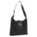 Salvatore Ferragamo Gancini Shoulder Bag Leather Black Gold Auth yk18162-1