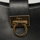 Salvatore Ferragamo Gancini Shoulder Bag Leather Black Gold Auth yk18162-10