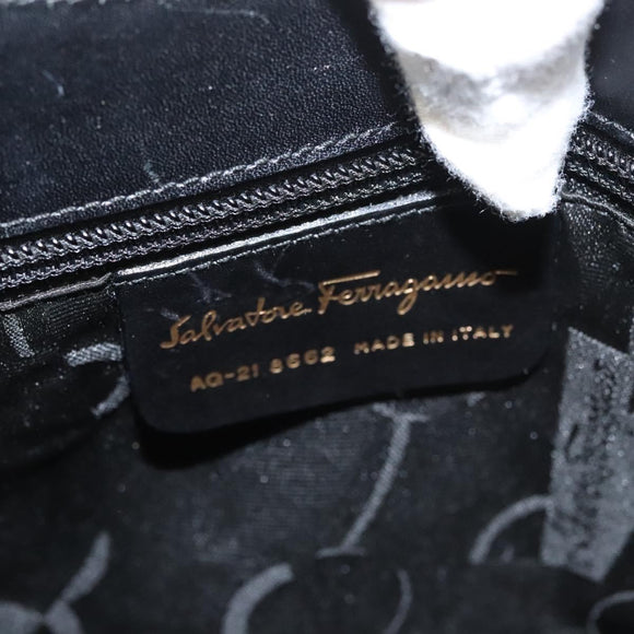 Salvatore Ferragamo Gancini Shoulder Bag Leather Black Gold Auth yk18162