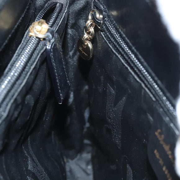 Salvatore Ferragamo Gancini Shoulder Bag Leather Black Gold Auth yk18162