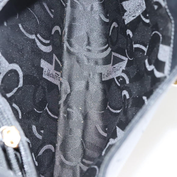 Salvatore Ferragamo Gancini Shoulder Bag Leather Black Gold Auth yk18162